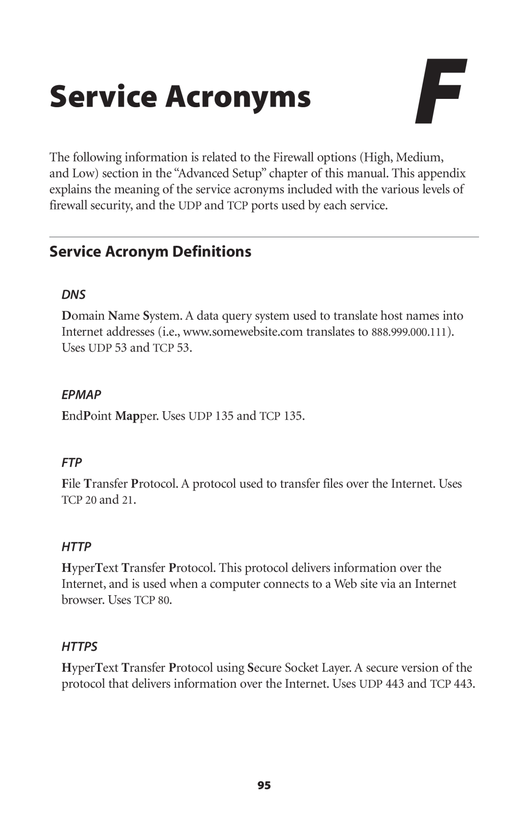 Verizon GT701C user manual Service Acronyms, Service Acronym Definitions, Epmap, Https 