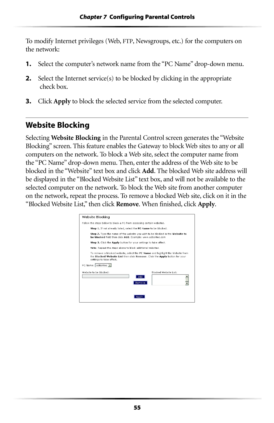 Verizon GT704WG user manual Website Blocking 