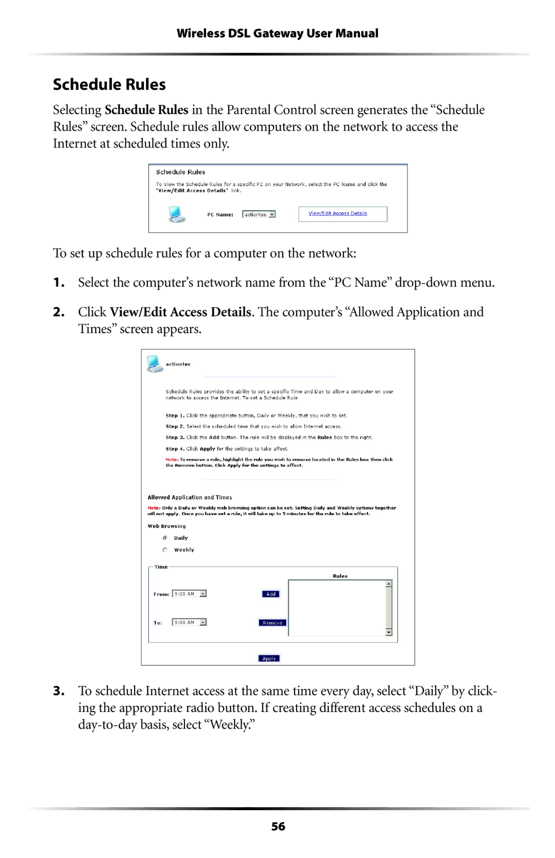 Verizon GT704WG user manual Schedule Rules 