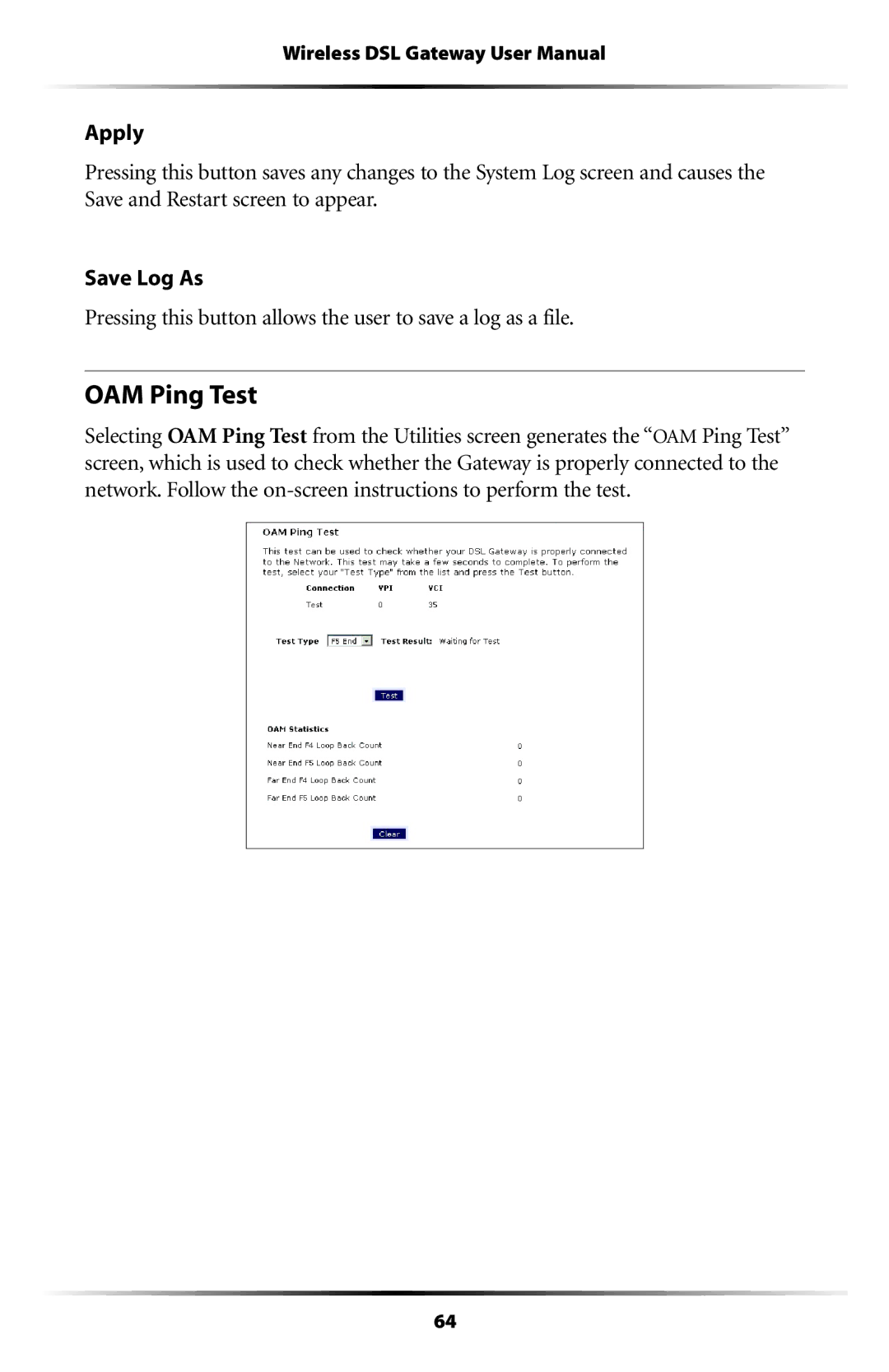 Verizon GT704WG user manual OAM Ping Test 