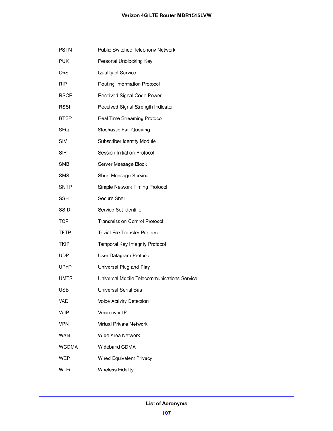 Verizon MBR1515L manual 107 