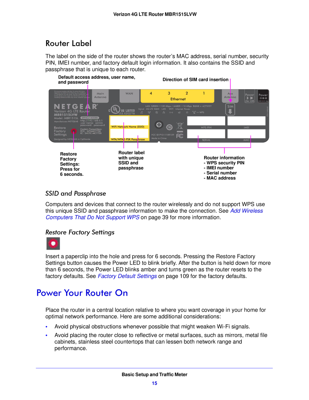 Verizon MBR1515L manual Power Your Router On, Router Label 