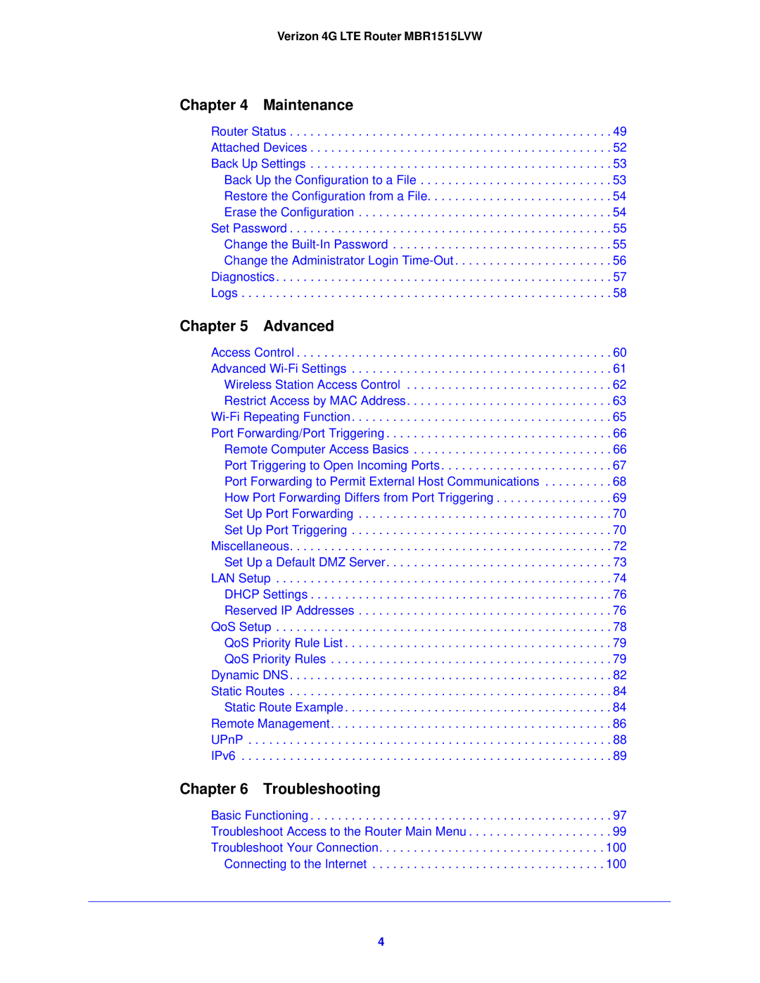 Verizon MBR1515L manual Maintenance 