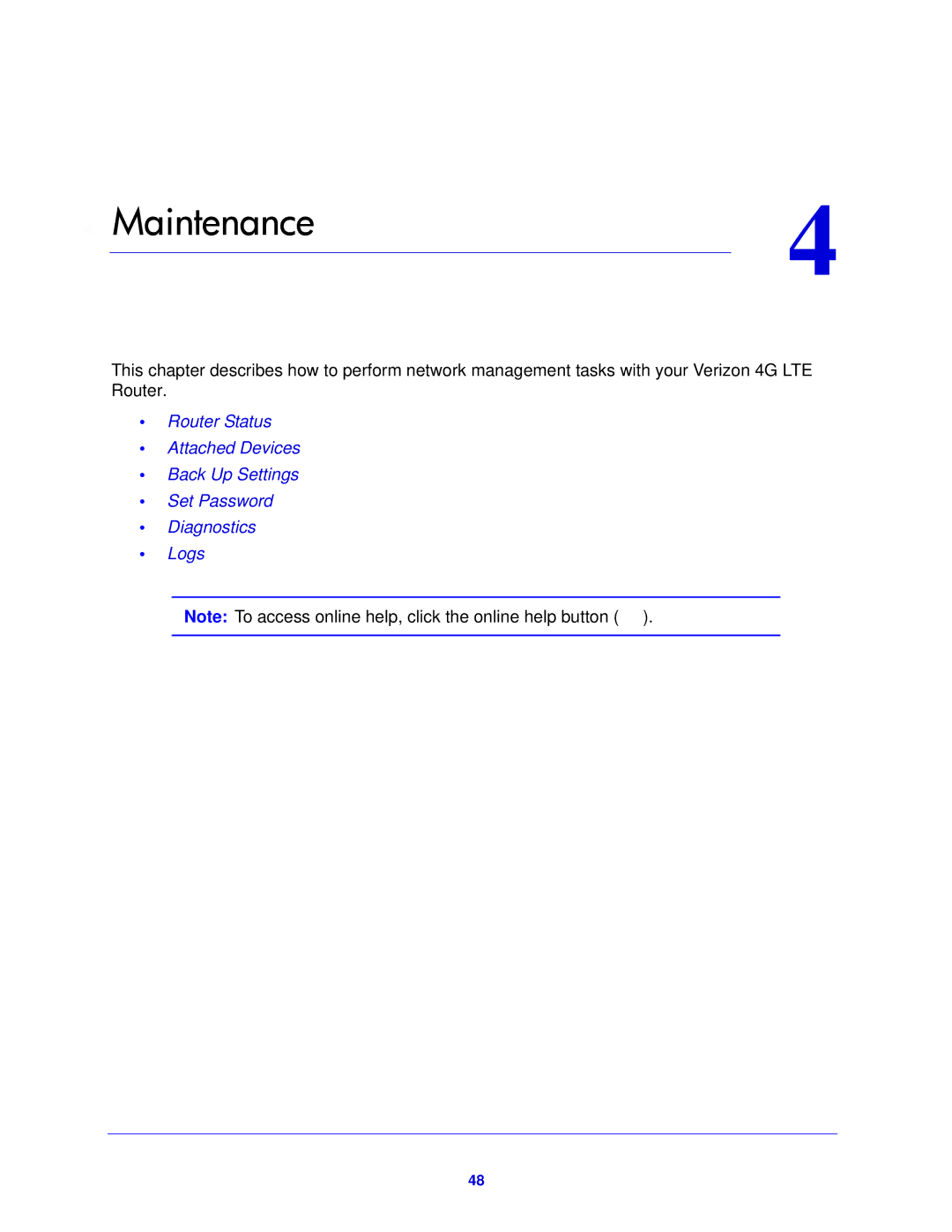 Verizon MBR1515L manual Maintenance 