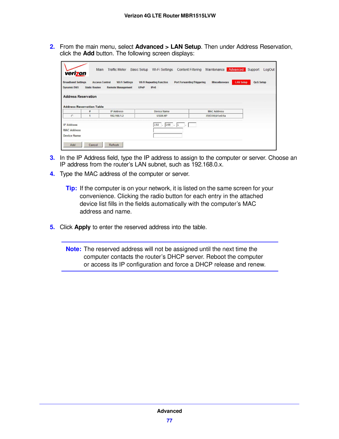 Verizon manual Verizon 4G LTE Router MBR1515LVW 