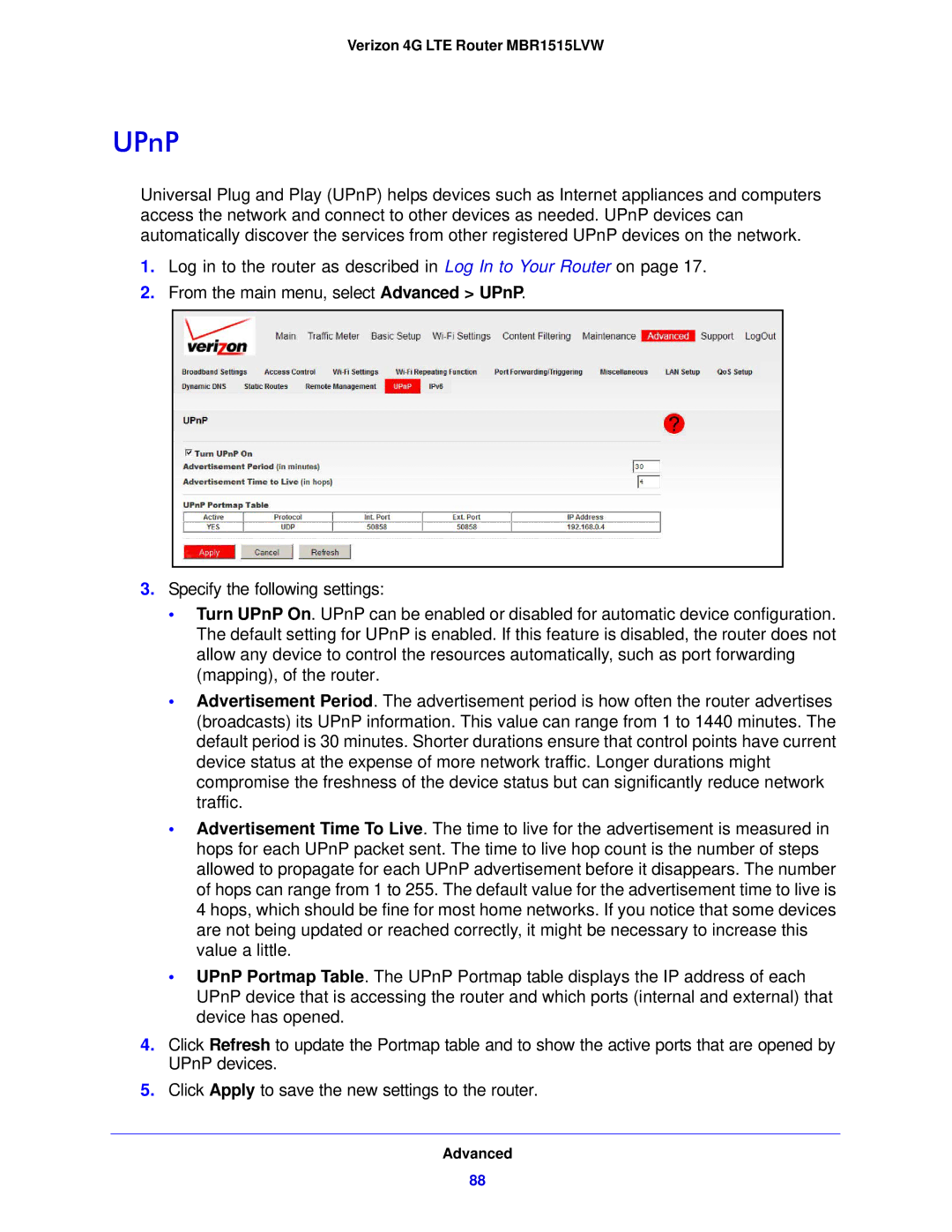 Verizon MBR1515L manual UPnP 