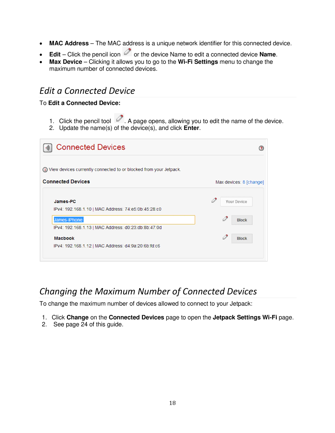 Verizon MHS700L manual Changing the Maximum Number of Connected Devices, To Edit a Connected Device 