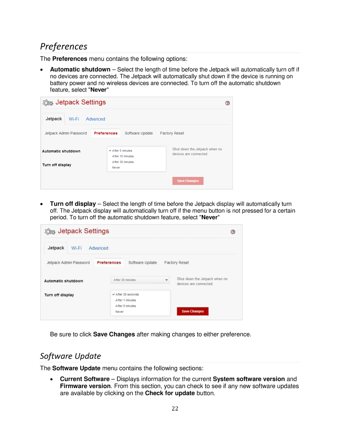 Verizon MHS700L manual Preferences menu contains the following options 