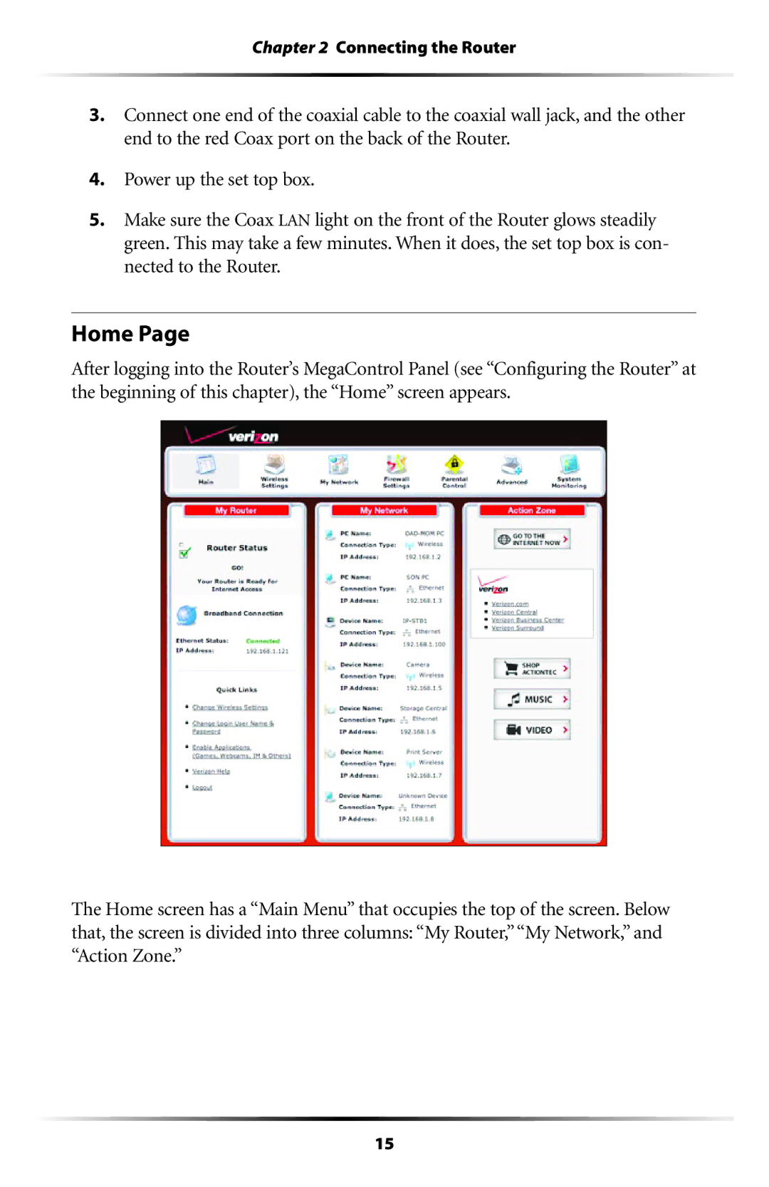 Verizon MI424WR user manual Home 