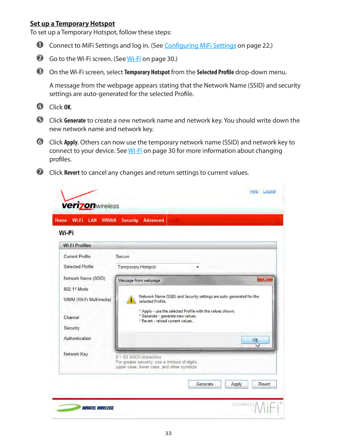 Verizon MIFI4510LPP manual Set up a Temporary Hotspot 