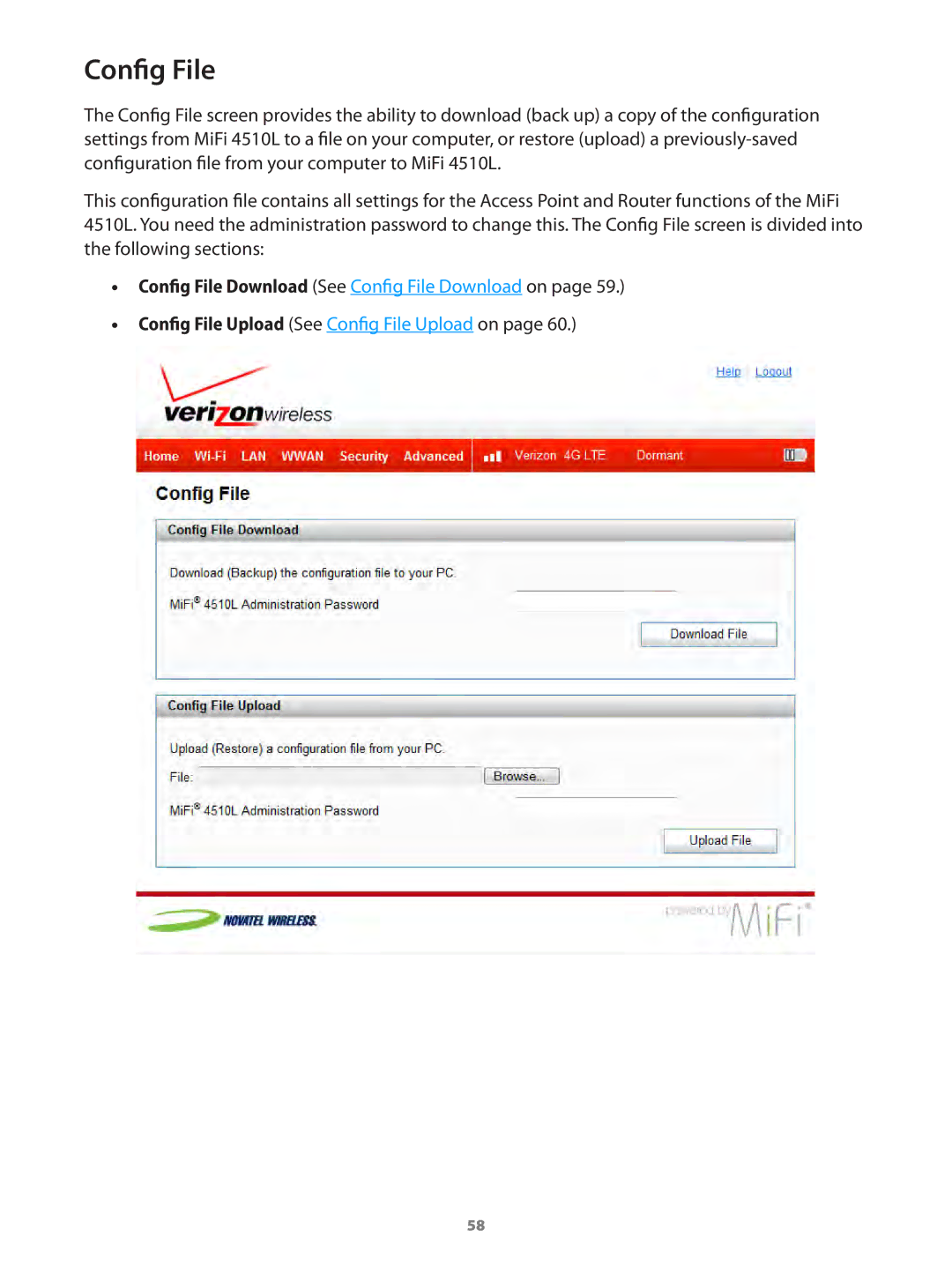 Verizon MIFI4510LPP manual Config File 