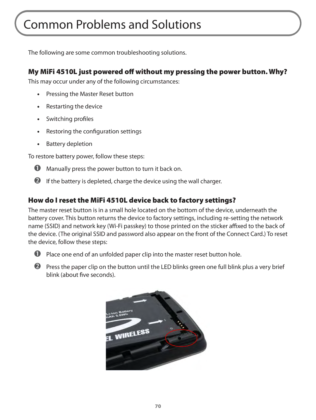 Verizon MIFI4510LPP manual Common Problems and Solutions 