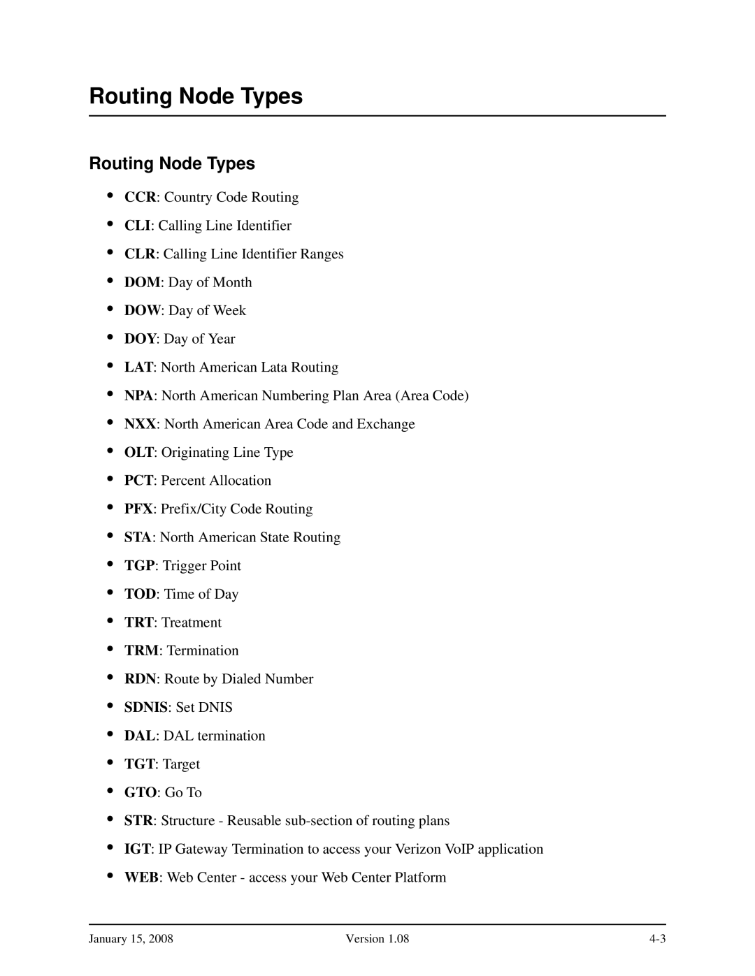 Verizon Network Manager Nodes manual Routing Node Types 