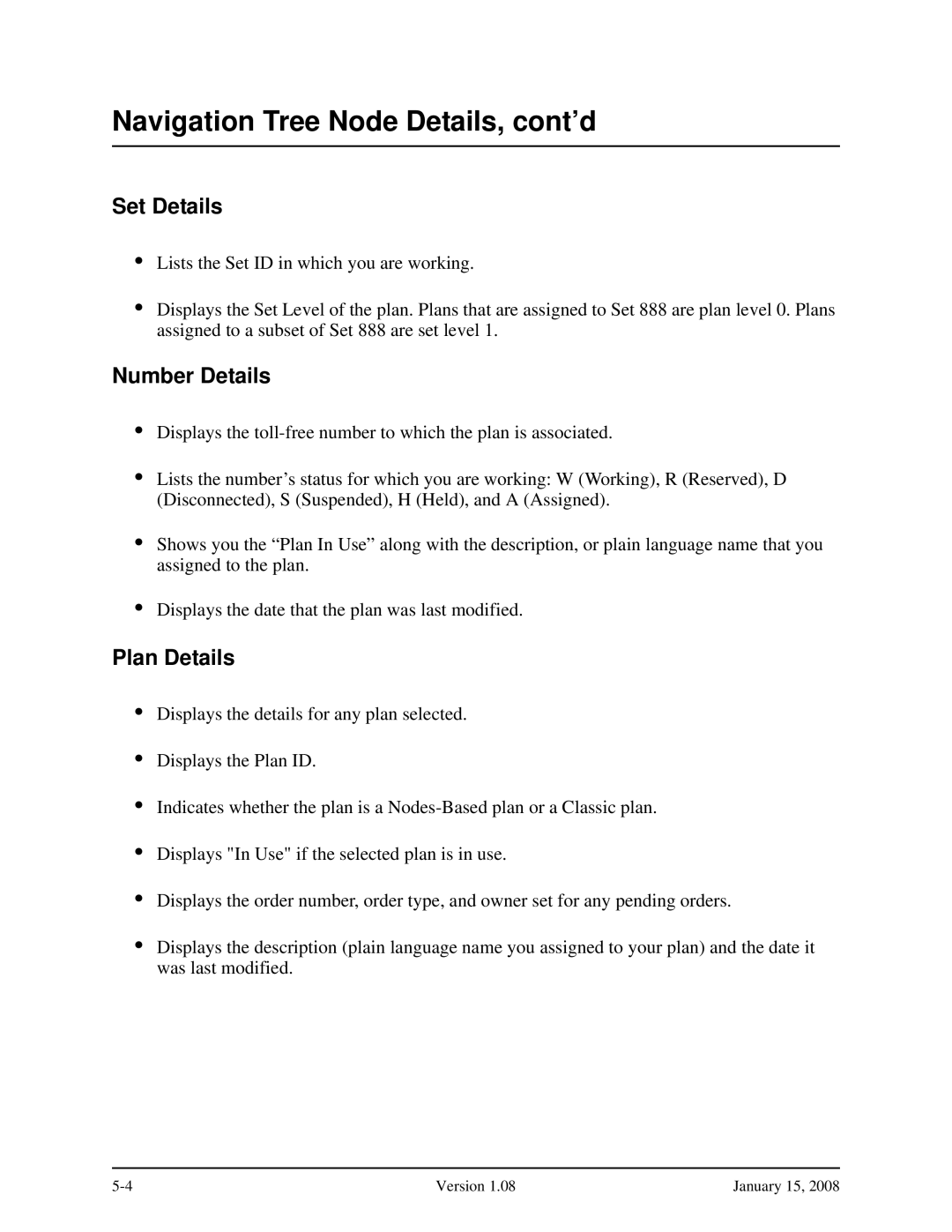 Verizon Network Manager Nodes manual Set Details, Number Details, Plan Details 