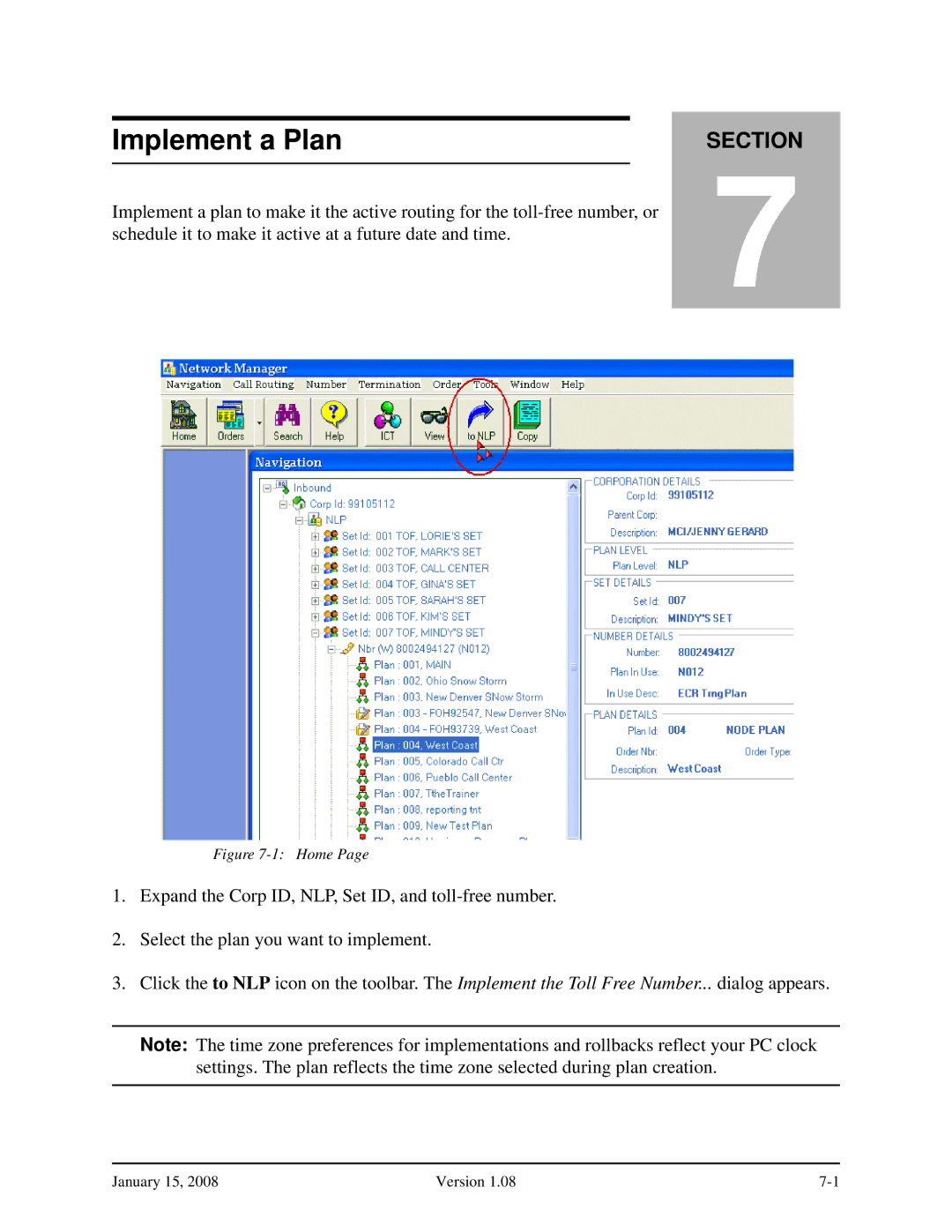 Verizon Network Manager Nodes manual Implement a Plan, Home 