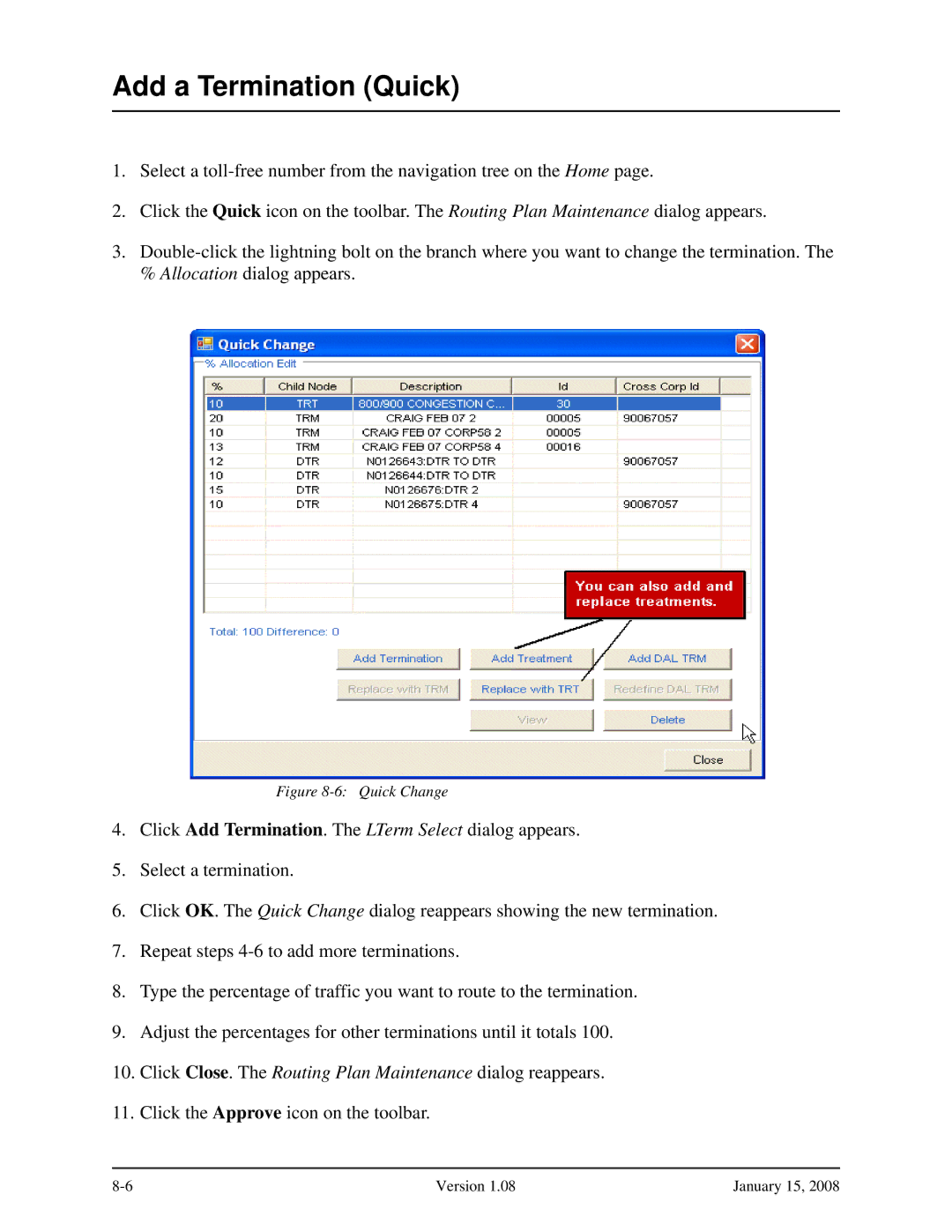 Verizon Network Manager Nodes manual Add a Termination Quick 