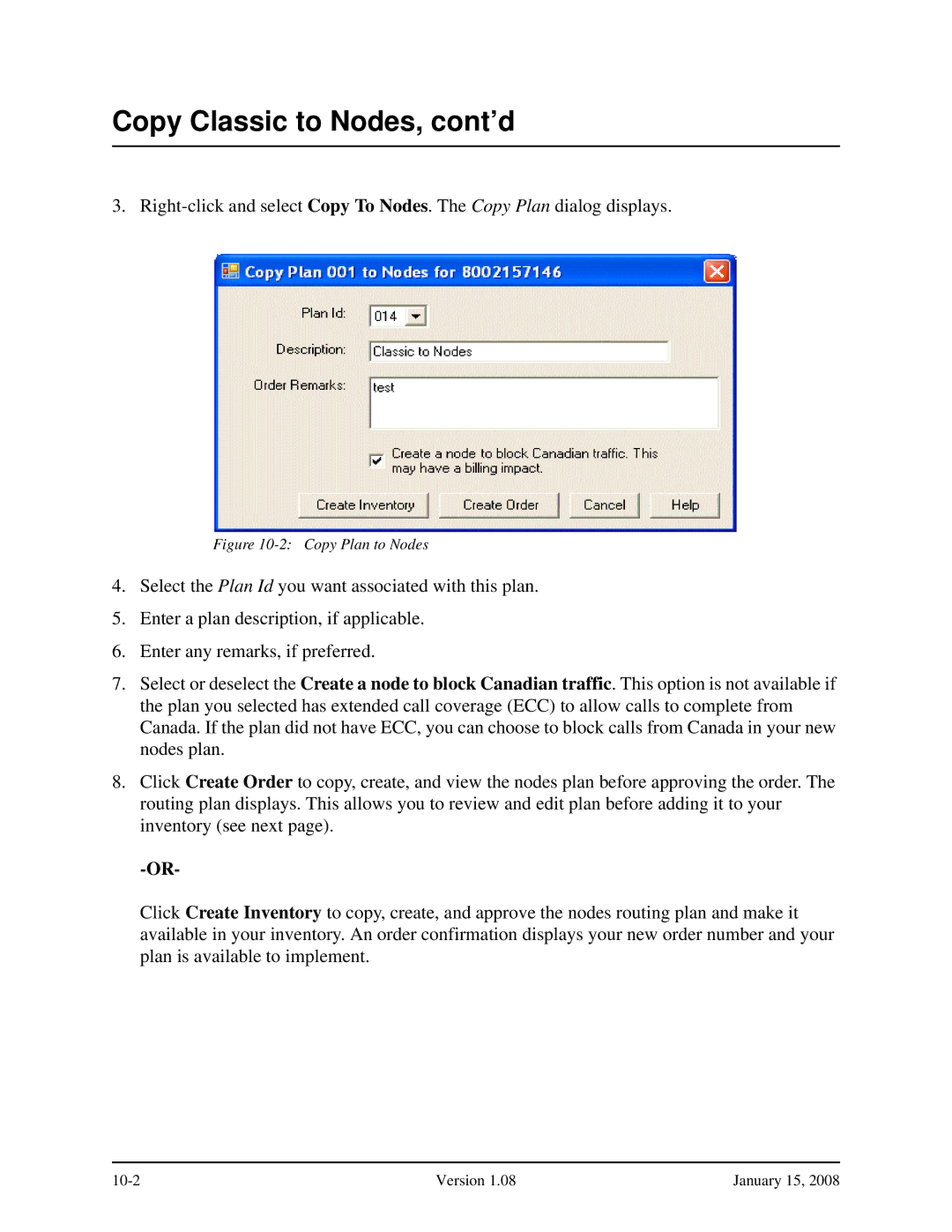 Verizon Network Manager Nodes manual Copy Classic to Nodes, cont’d, Copy Plan to Nodes 