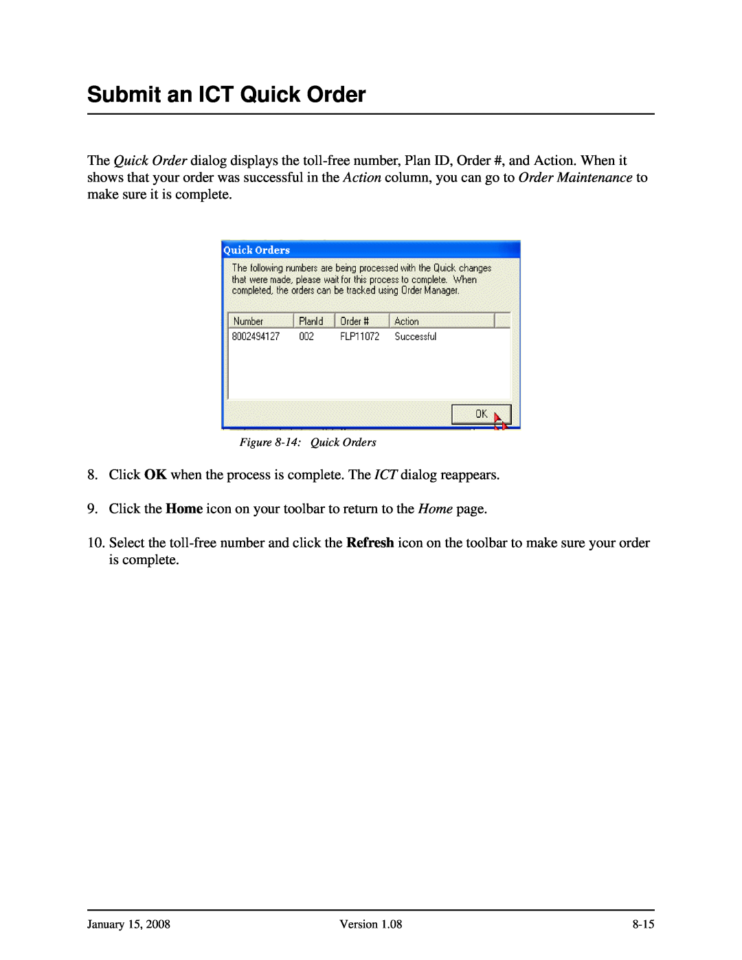Verizon Network Manager Nodes manual Submit an ICT Quick Order 