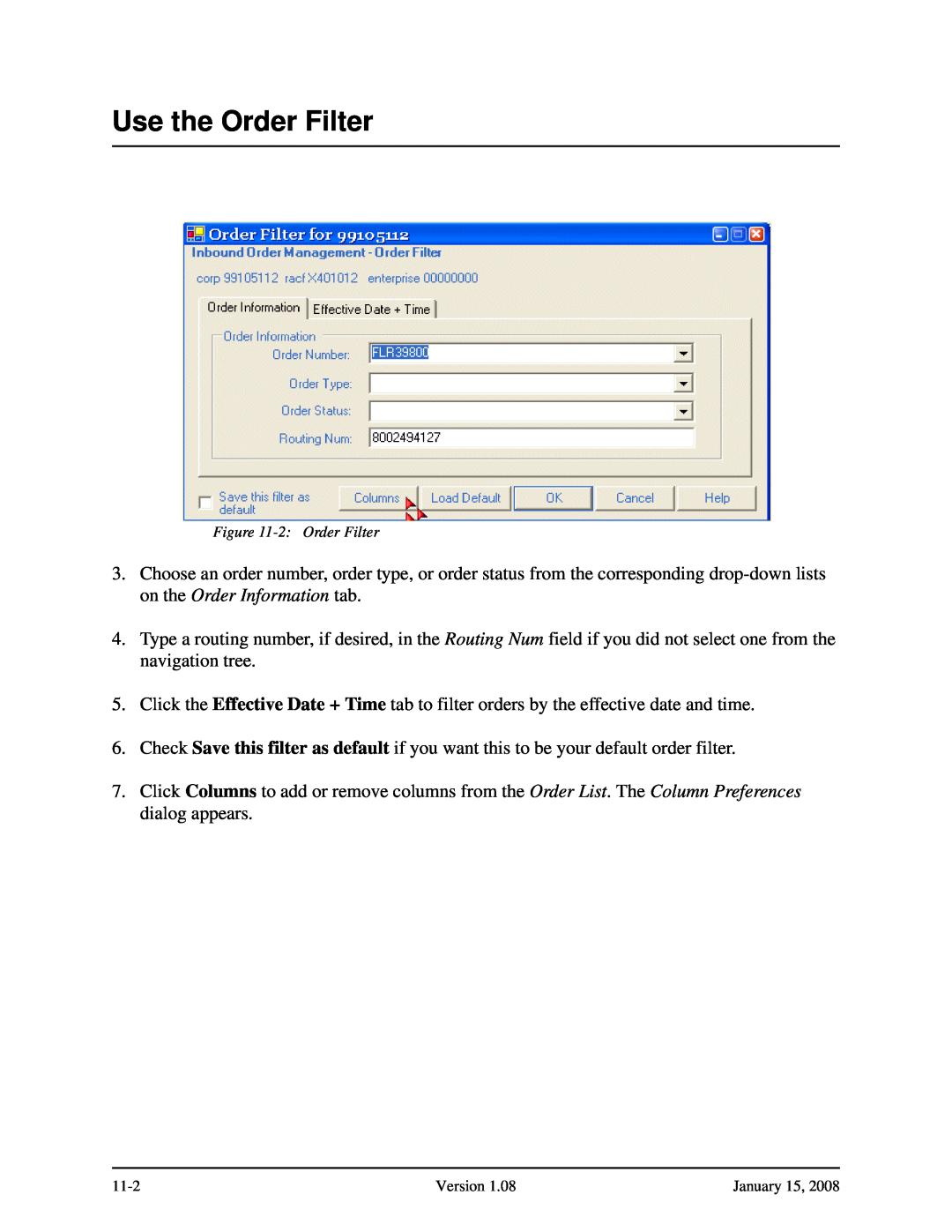 Verizon Network Manager Nodes manual Use the Order Filter, 2 Order Filter 