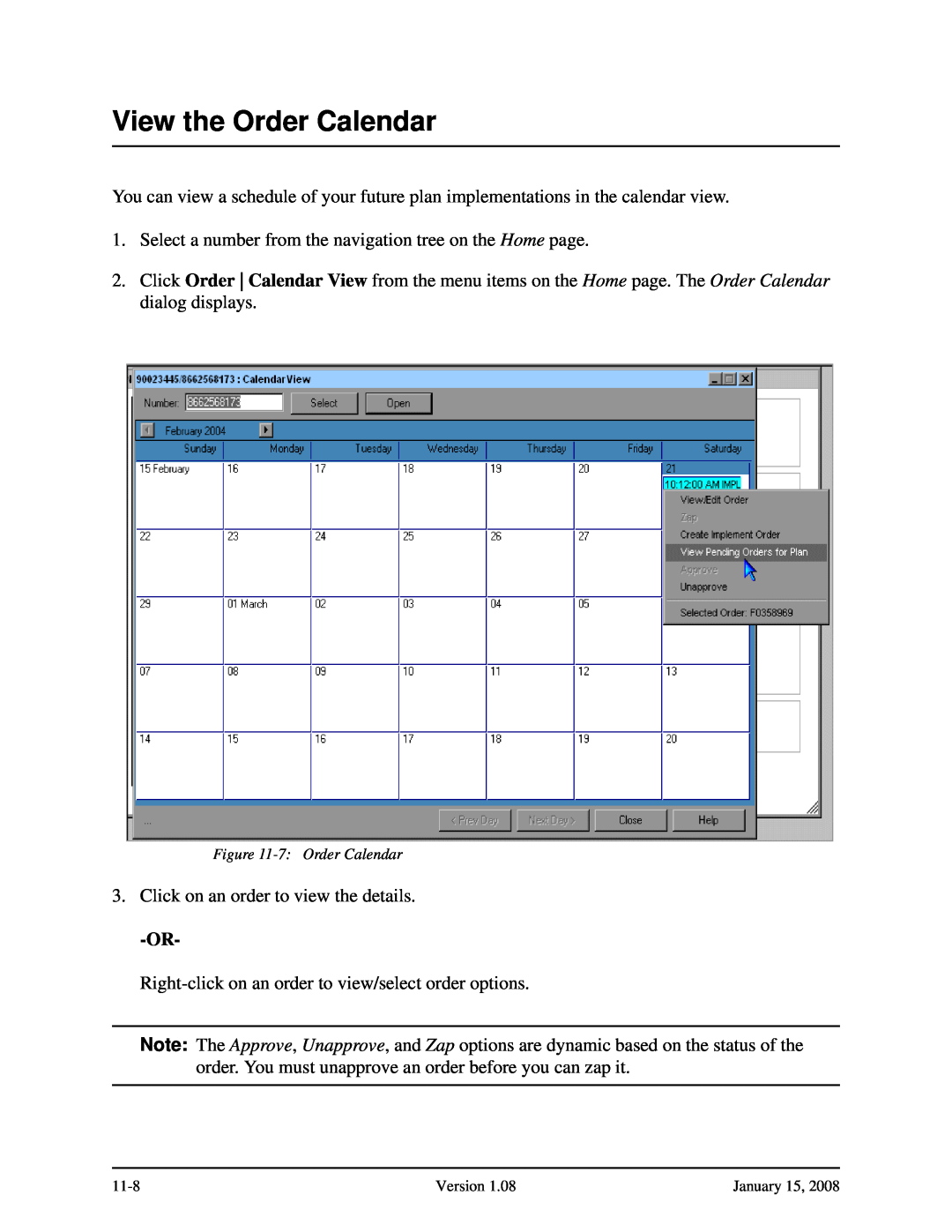 Verizon Network Manager Nodes manual View the Order Calendar 