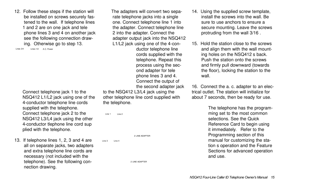 Verizon NSQ412 owner manual Lines 3/4 Lines 1/2 Power 