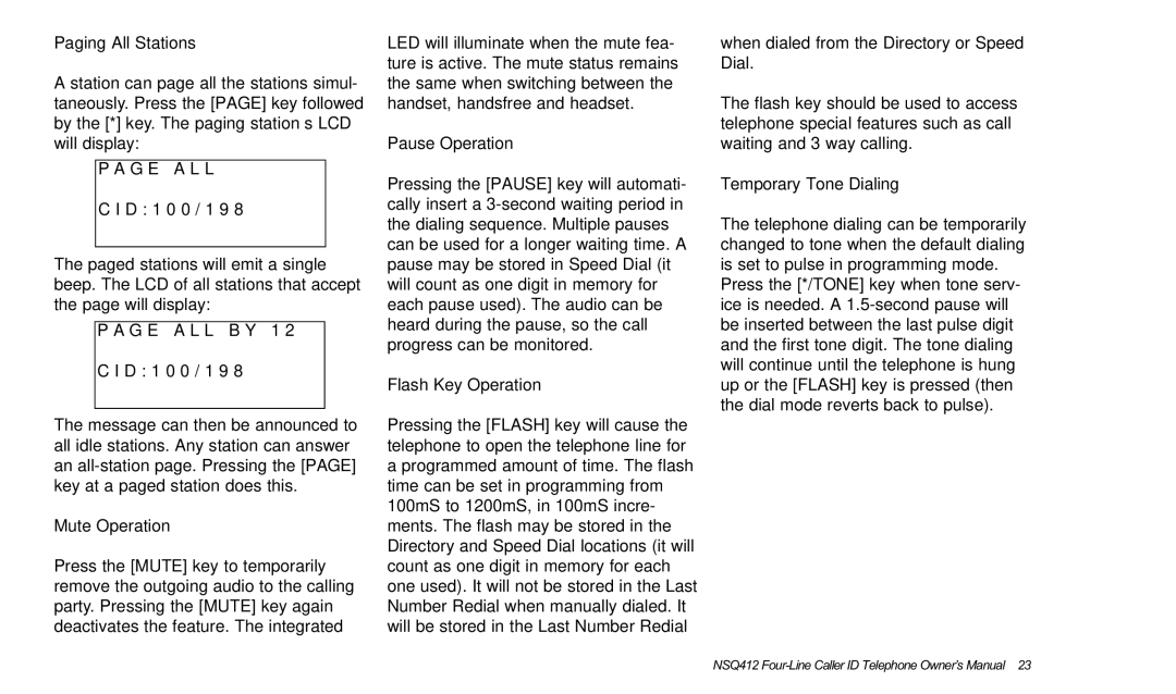 Verizon NSQ412 owner manual Paging All Stations, G E a L L 