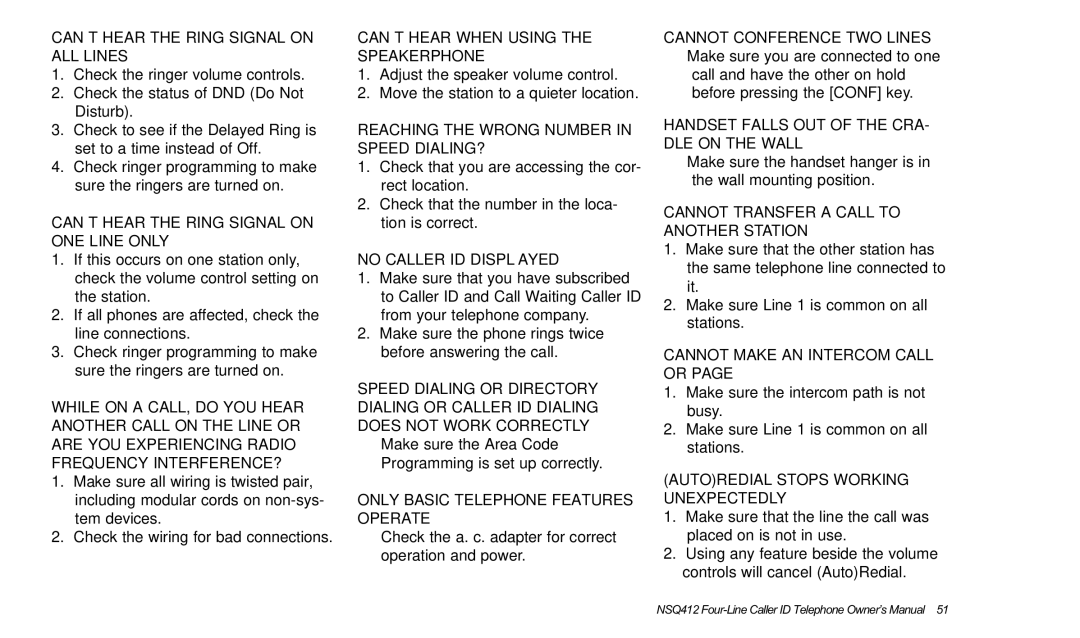 Verizon NSQ412 owner manual CAN’T Hear When Using the Speakerphone 