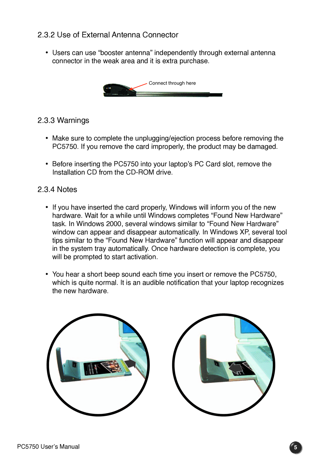 Verizon PC5750 manual Use of External Antenna Connector 