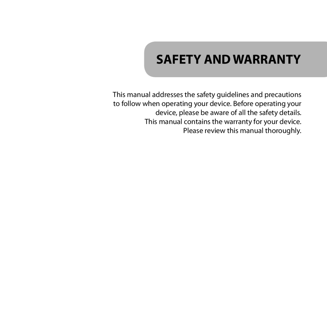 Verizon PSW2260VW2 warranty Safety and Warranty 