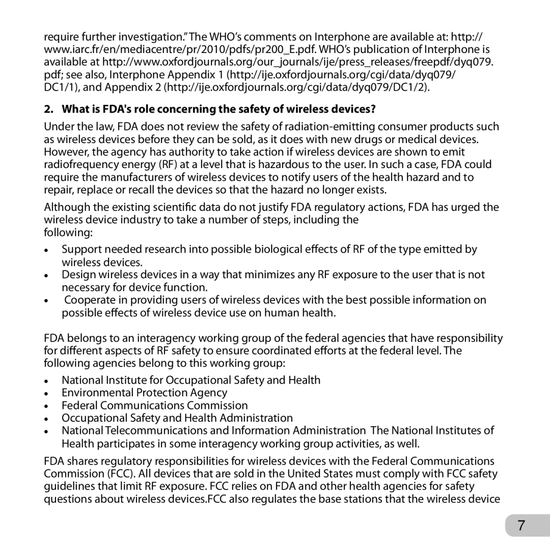 Verizon PSW2260VW2 warranty What is FDAs role concerning the safety of wireless devices? 