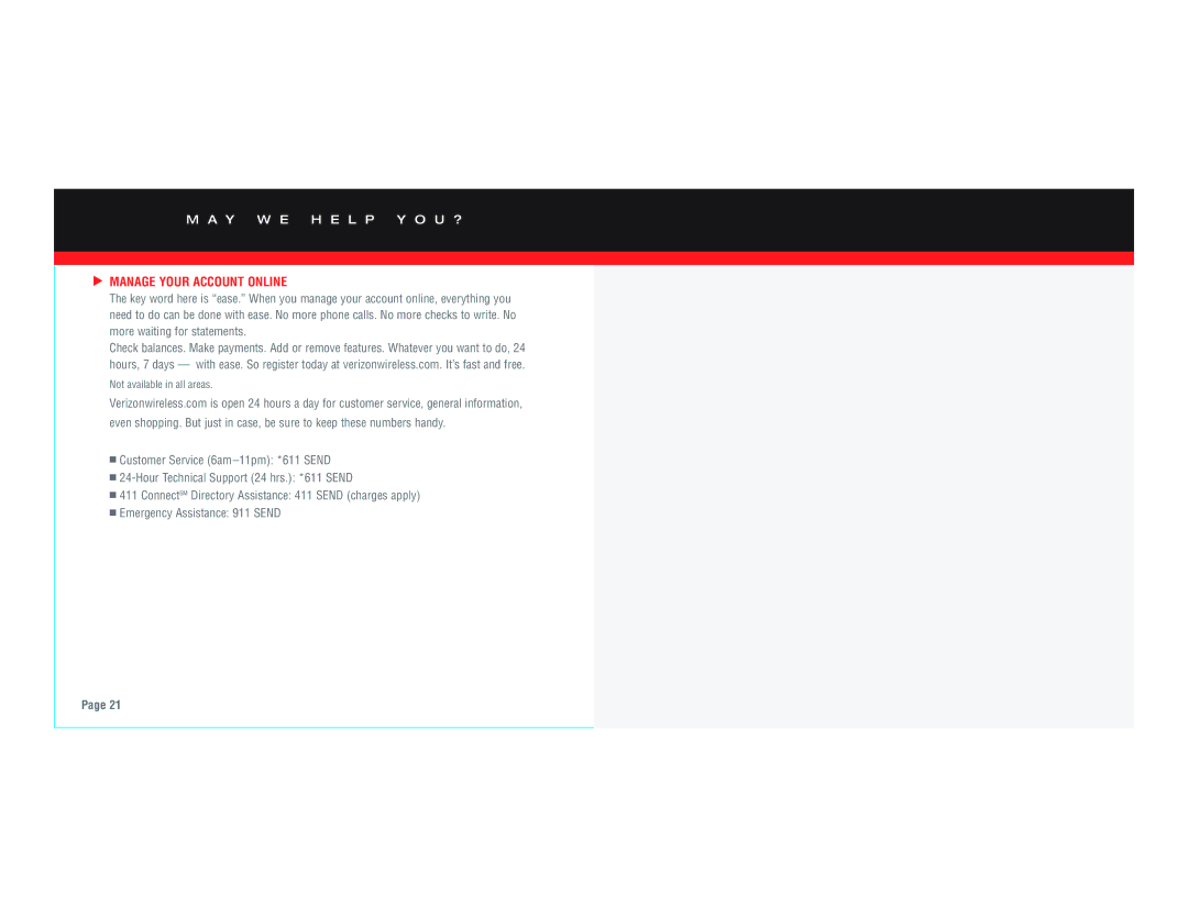 Verizon SCHI600 manual Manage Your Account Online 