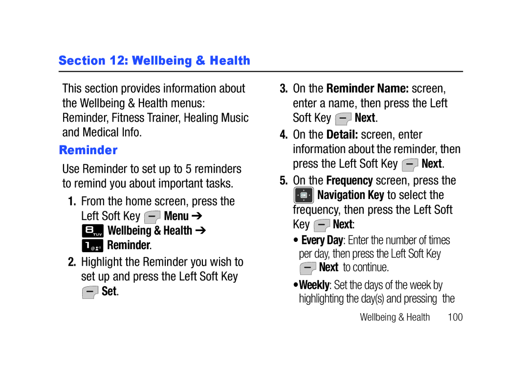 Verizon SCHu320 user manual Wellbeing & Health Reminder 