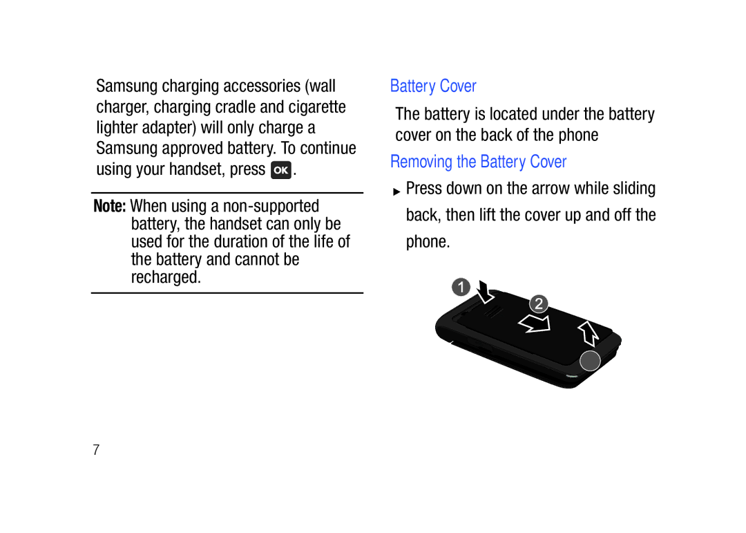 Verizon SCHu320 user manual Removing the Battery Cover 