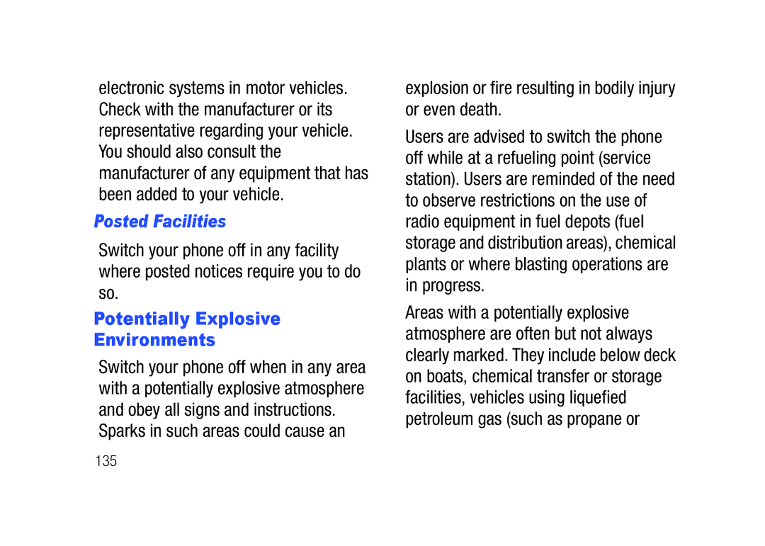 Verizon SCHu320 user manual Posted Facilities, Potentially Explosive Environments 