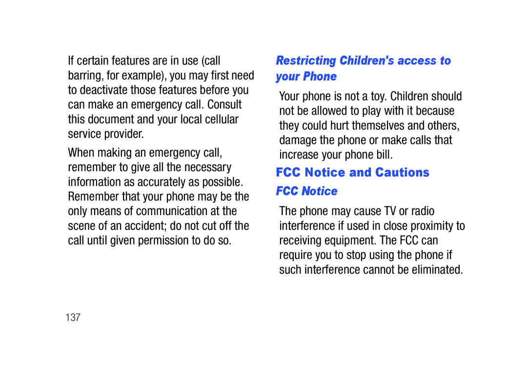 Verizon SCHu320 user manual Restricting Childrens access to your Phone, FCC Notice and Cautions 