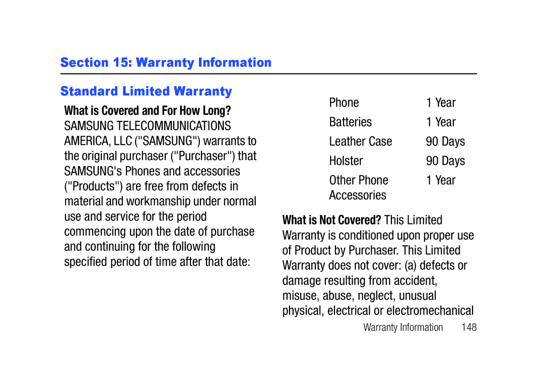 Verizon SCHu320 user manual Warranty Information Standard Limited Warranty 