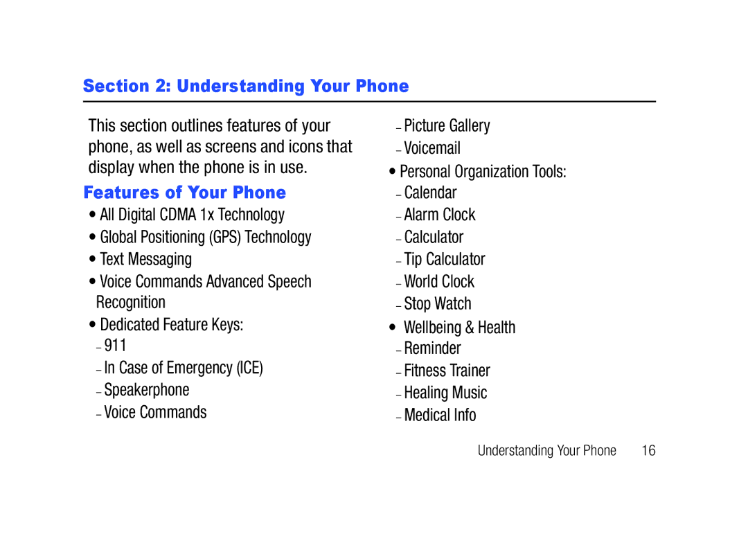 Verizon SCHu320 user manual Understanding Your Phone, Features of Your Phone 