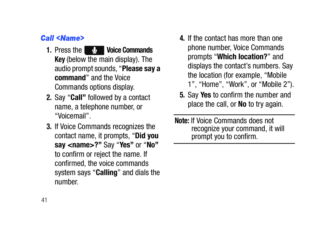 Verizon SCHu320 user manual Call Name 