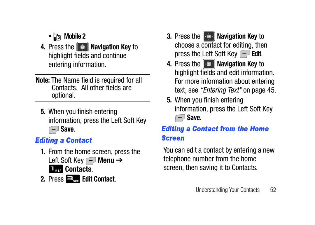 Verizon SCHu320 user manual Mobile, Editing a Contact, Contacts Press Edit Contact, Press the Left Soft Key Edit 