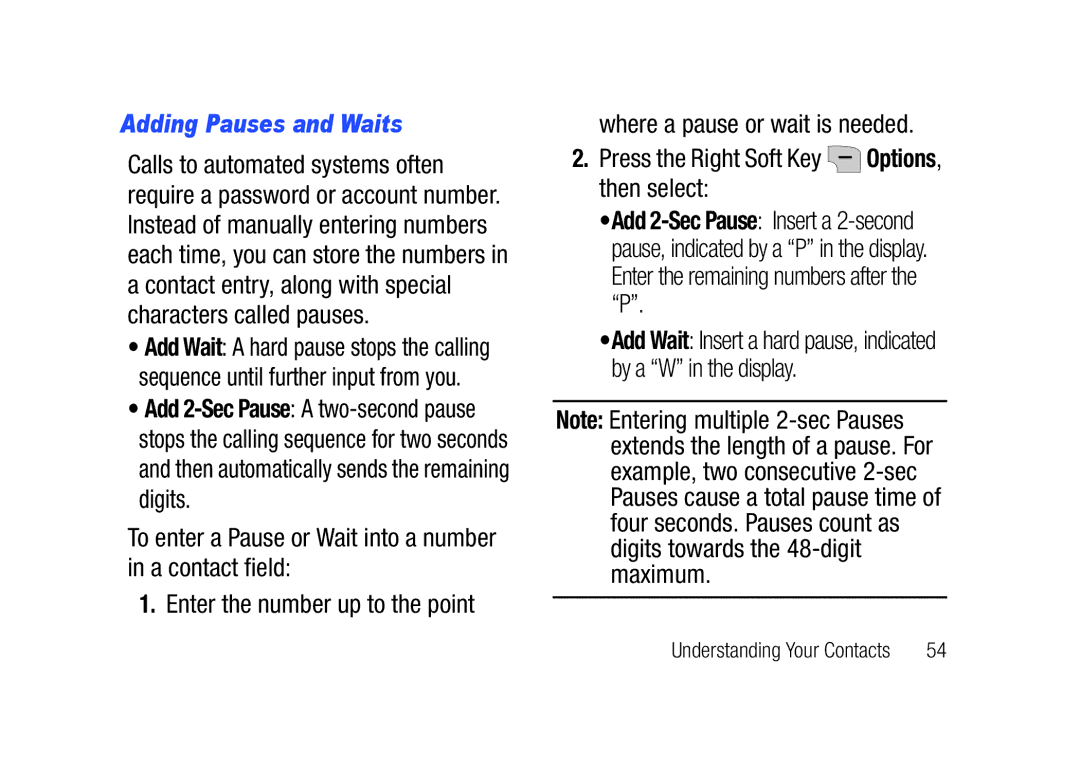 Verizon SCHu320 user manual Adding Pauses and Waits 