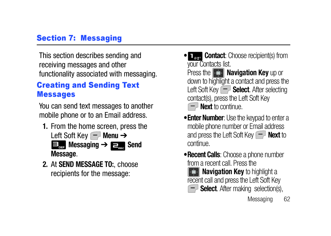 Verizon SCHu320 user manual Creating and Sending Text Messages, Messaging Send Message, Next to continue 