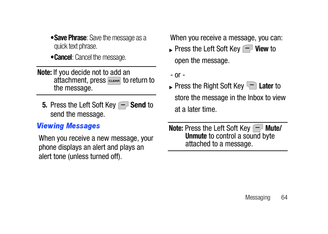 Verizon SCHu320 user manual Viewing Messages, Save Phrase Save the message as a quick text phrase 