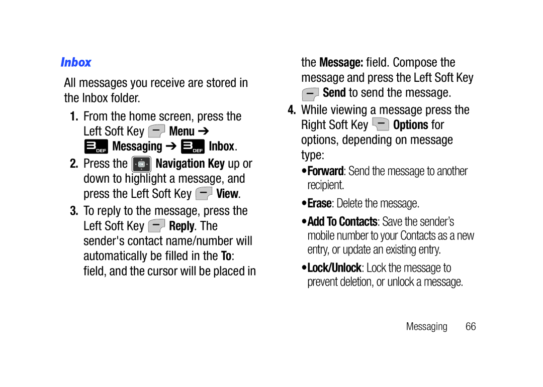 Verizon SCHu320 user manual Inbox, Press the Left Soft Key View To reply to the message, press 