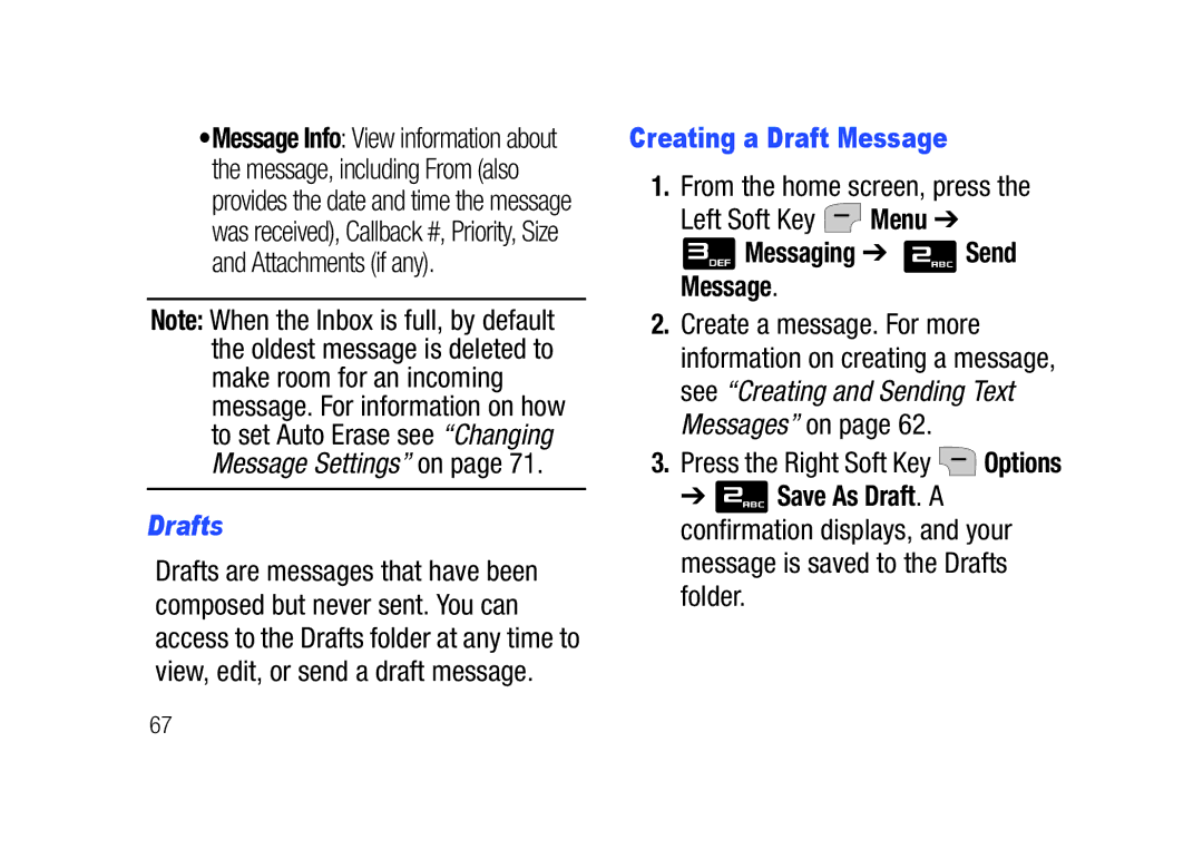 Verizon SCHu320 user manual Drafts, Creating a Draft Message 