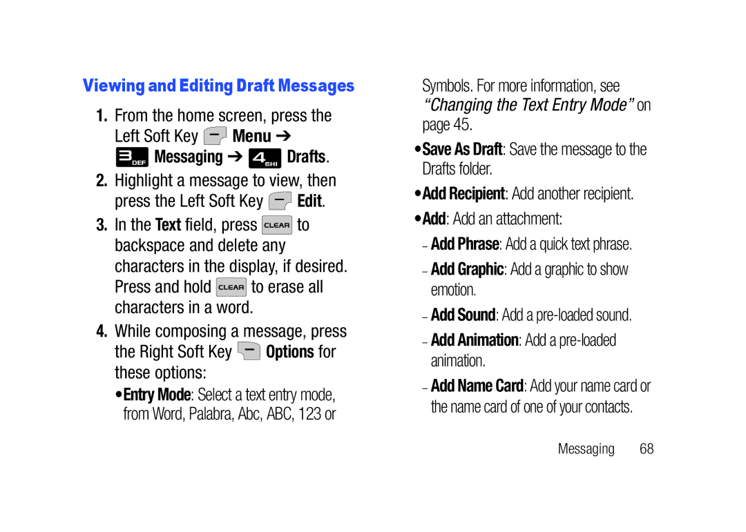 Verizon SCHu320 user manual Messaging Drafts, Save As Draft Save the message to the Drafts folder 