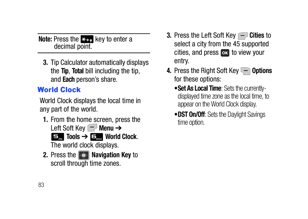 Verizon SCHu320 user manual World Clock 