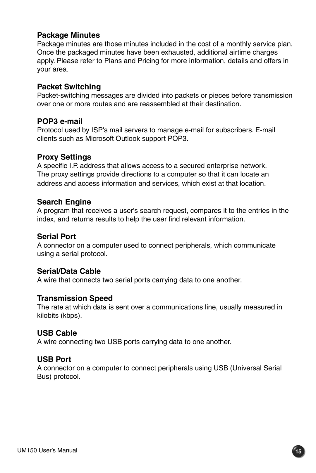 Verizon UM150 user manual Serial/Data Cable 