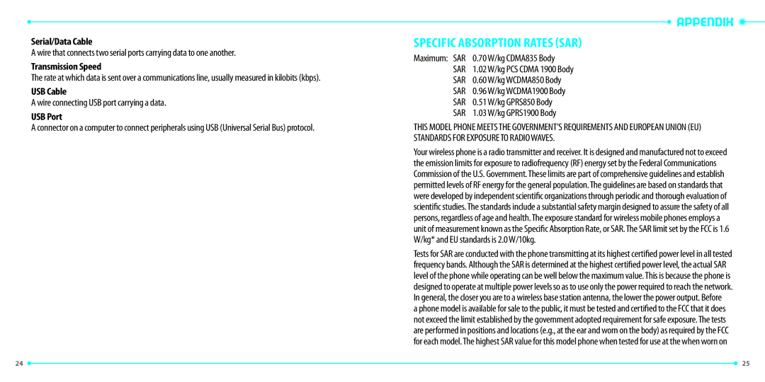 Verizon UML290 manual Appendix Specific Absorption Rates SAR 