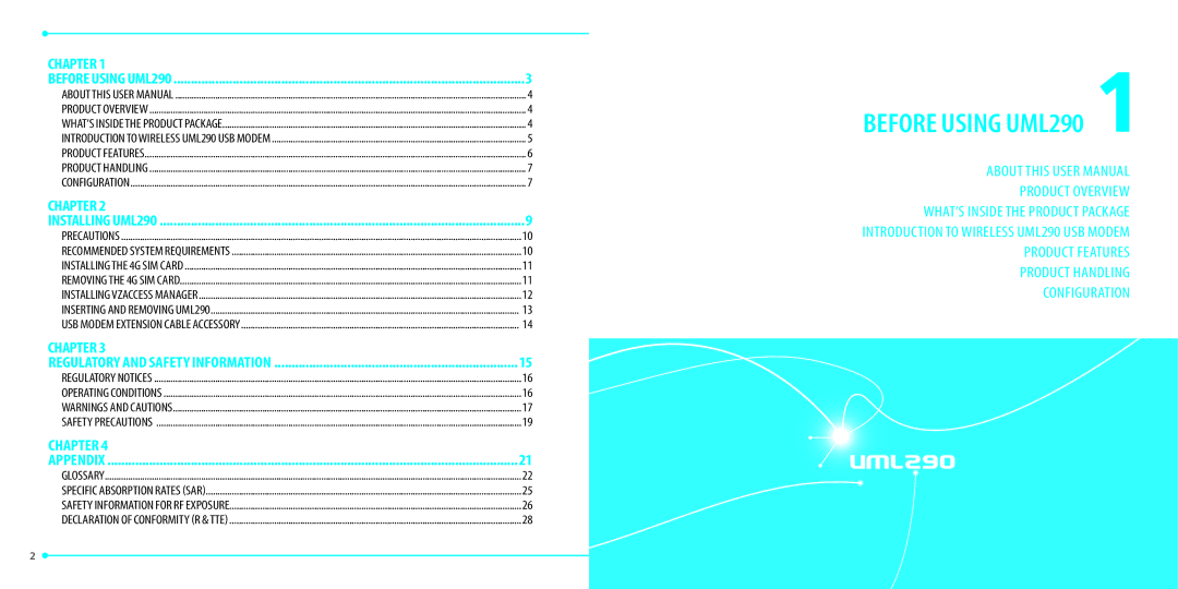 Verizon manual Before Using UML290, Chapter 