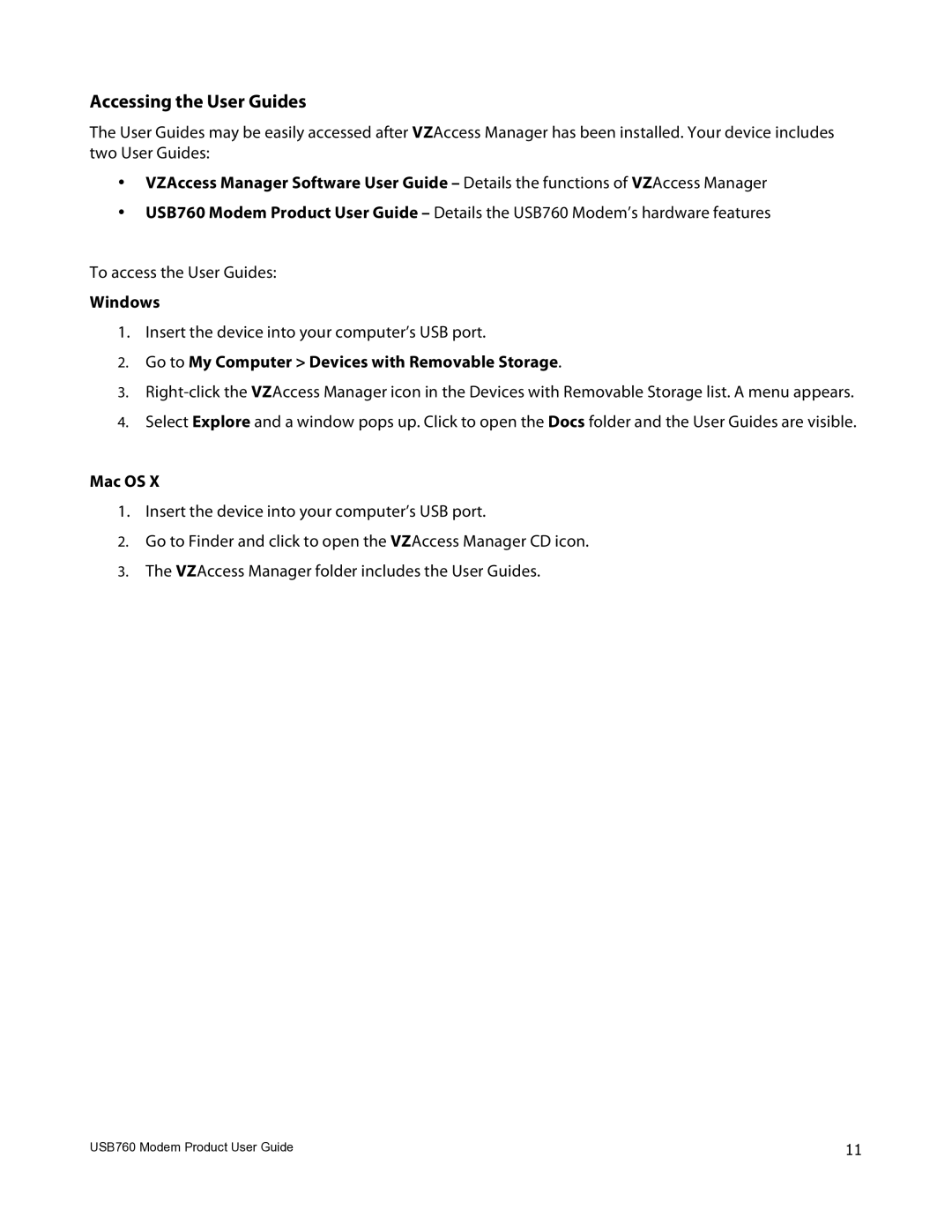 Verizon USB760 manual Accessing the User Guides, Go to My Computer Devices with Removable Storage 